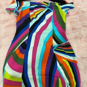 Emilio Pucci Red Pink Asymmetrical Bodycon Mini Dress